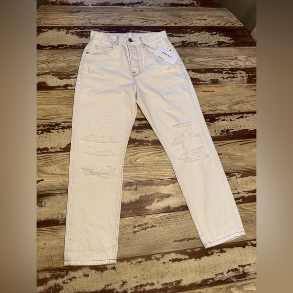 FRAME | Le Orignal Off White Ripped High Rise Straight Jeans - Picture 2 of 14